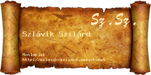 Szlávik Szilárd névjegykártya
